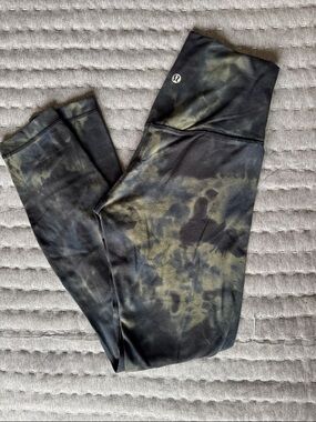 lululemon Align Black and navy Leggings with Olive Tie-Dye Accent